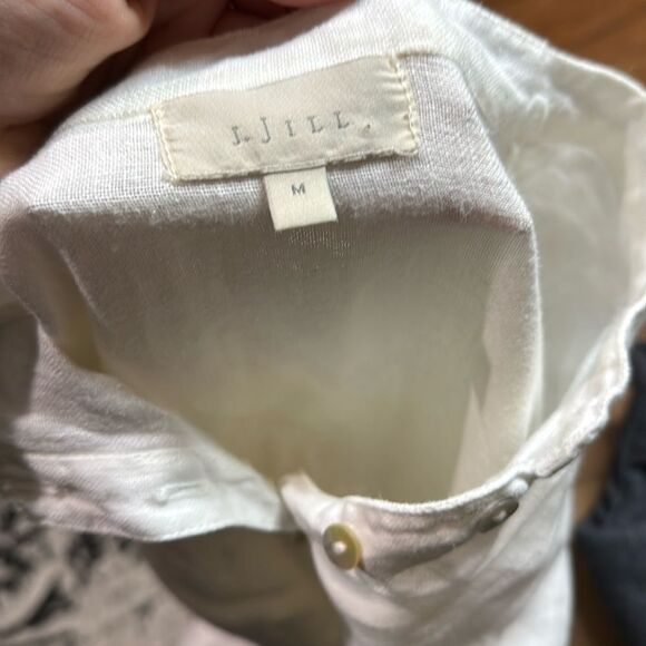 J.Jill White Linen Button Down Tunic Blouse Flaws - Picture 12 of 13